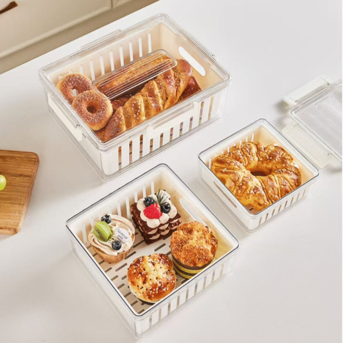 3pcs Stackable Food Storage Containers with Drainer Basket