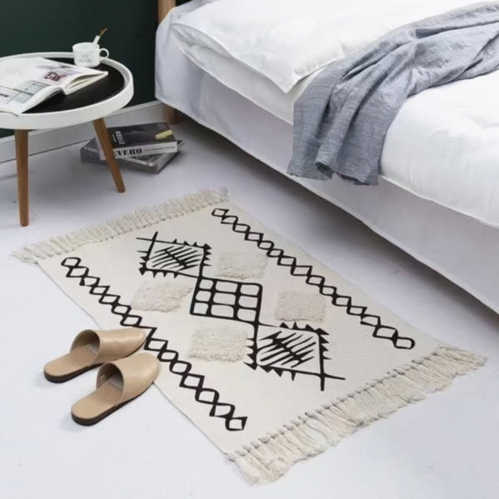 Bohemian Style Bedroom Rug with Tassels