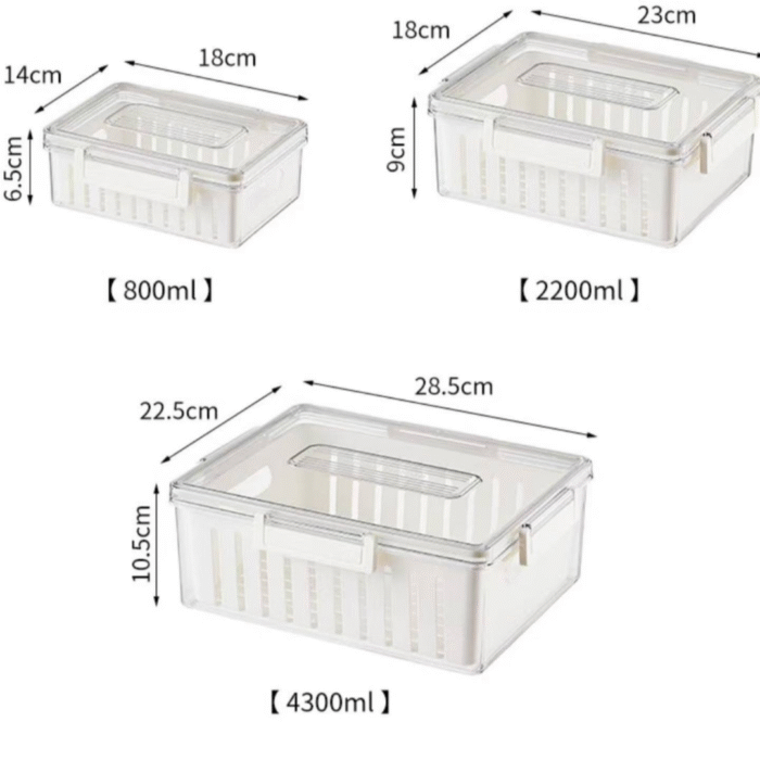 3pcs Stackable Food Storage Containers with Drainer Basket