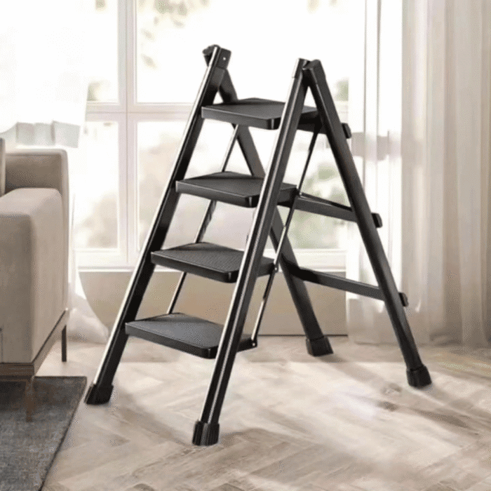 Anti-Slip Black Foldable Stepper Ladder