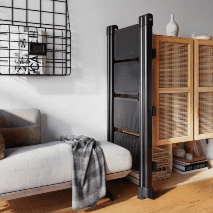 Anti-Slip Black Foldable Stepper Ladder