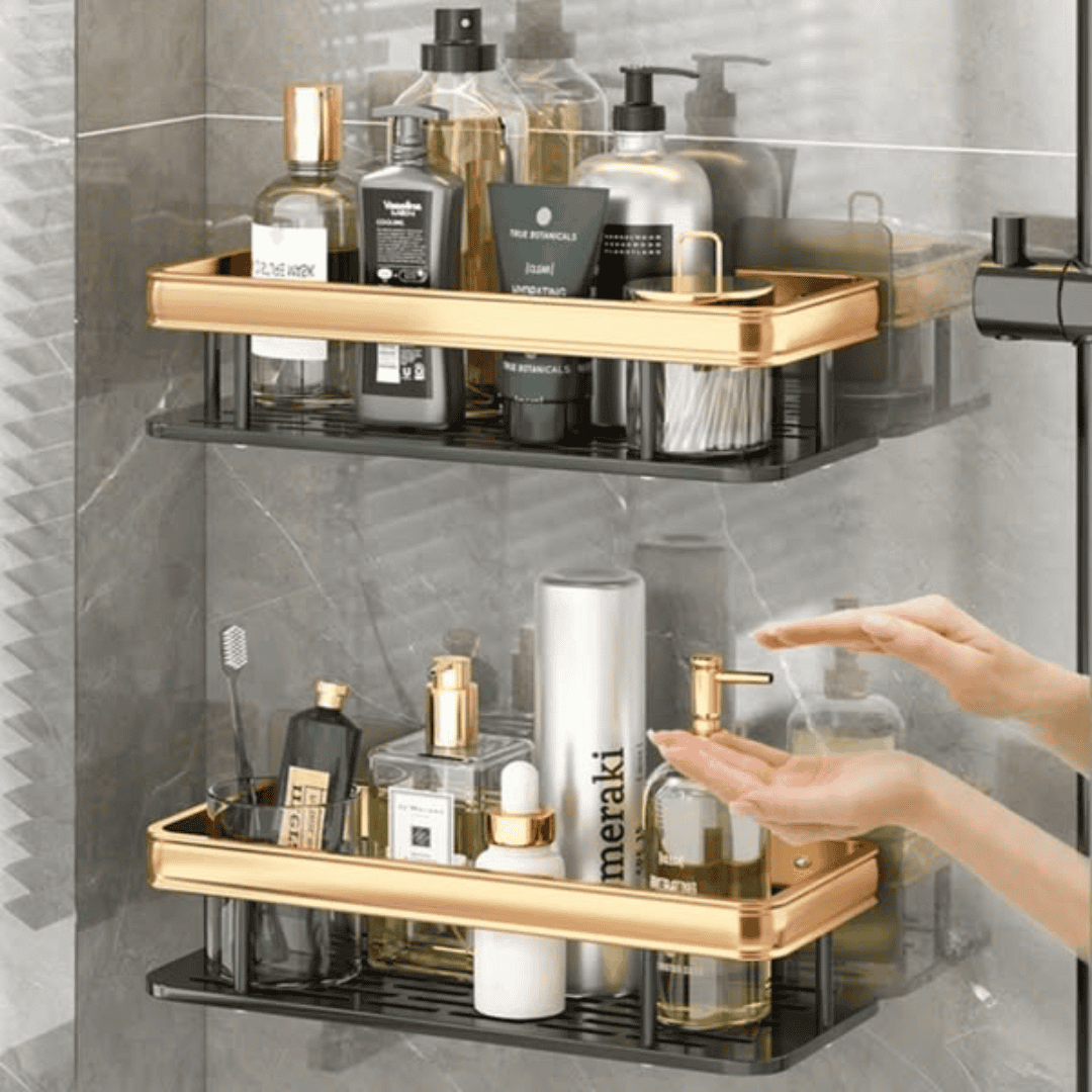 2pcs Luxury Wall Mounted Bathroom Shelf