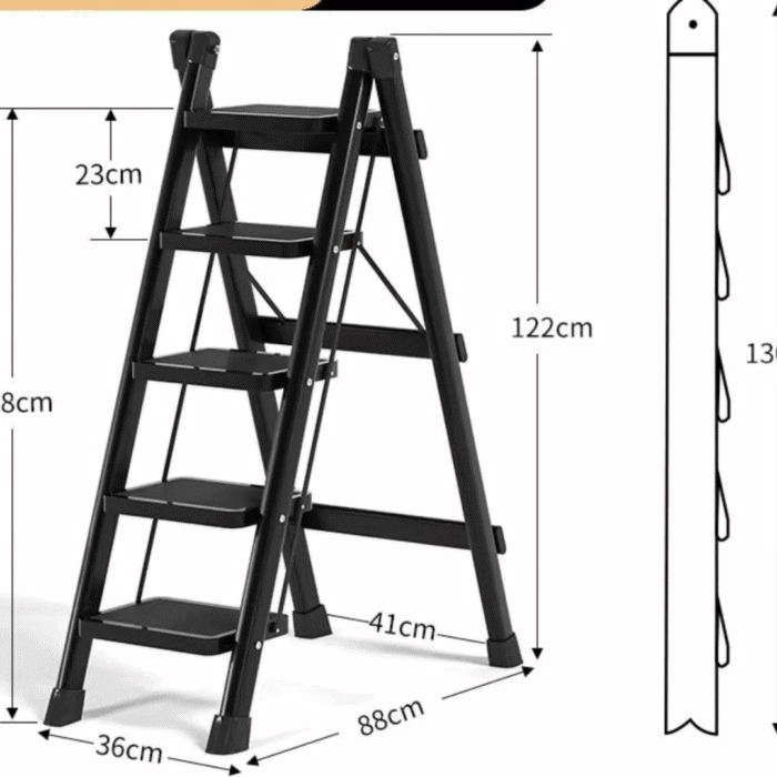 Anti-Slip Black Foldable Stepper Ladder