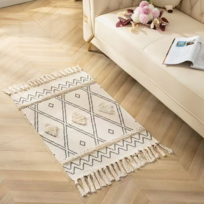 Bohemian Style Bedroom Rug with Tassels