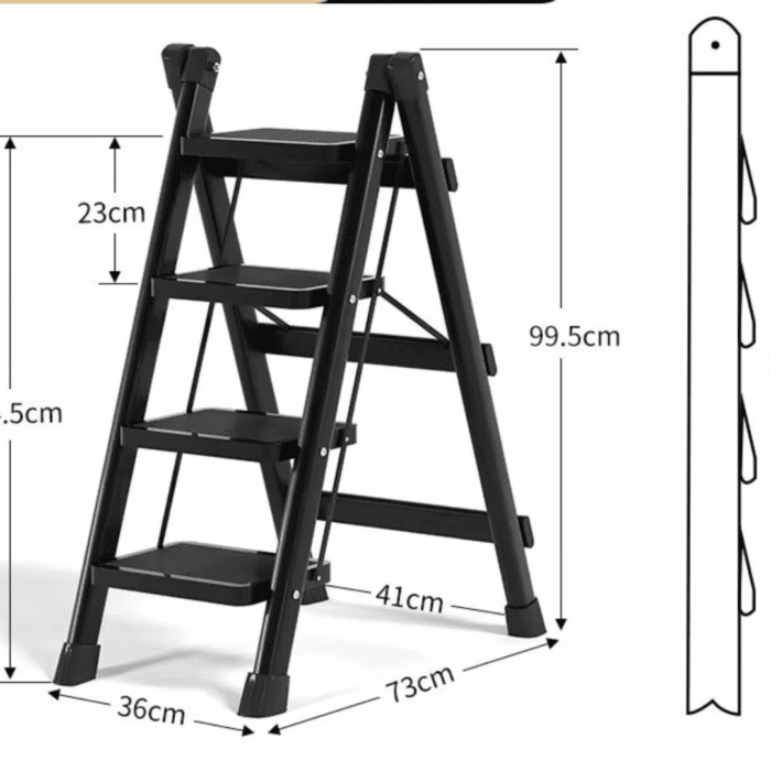 Anti-Slip Black Foldable Stepper Ladder