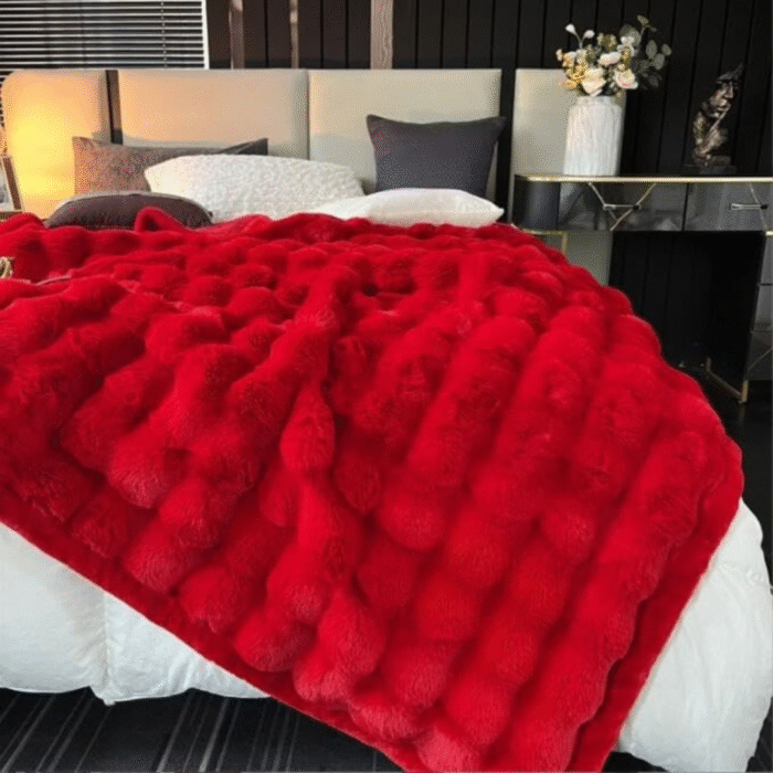 Christmas Red Soft Bubble Winter Throw Blanket