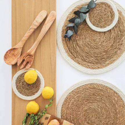 6Pcs Natural Handmade Straw Woven Table Mats