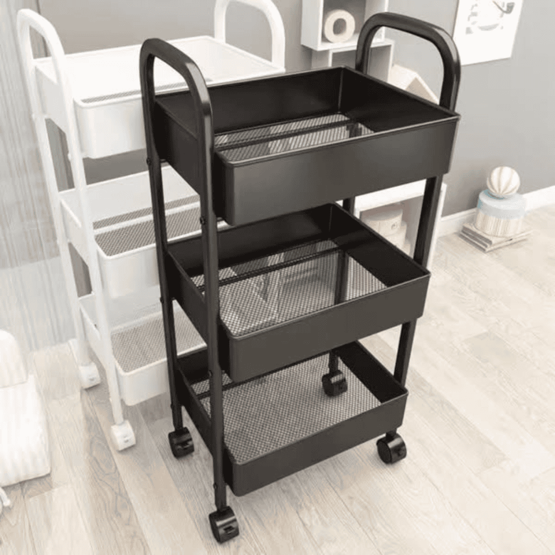 Multi-Purpose 3-Layer Metal Storage / Movable Trolley Rack