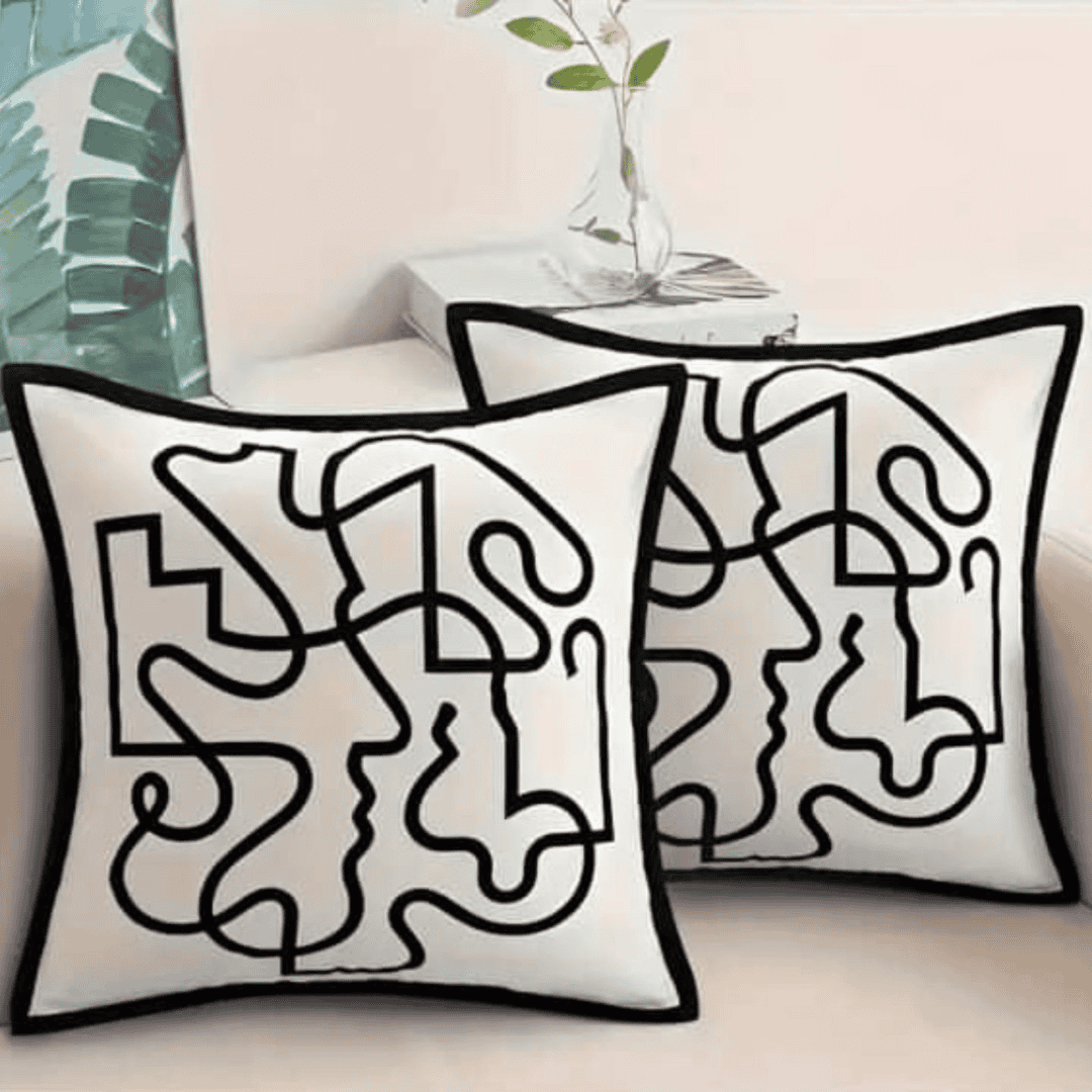 Abstract Black and White Throw Pillow Cover