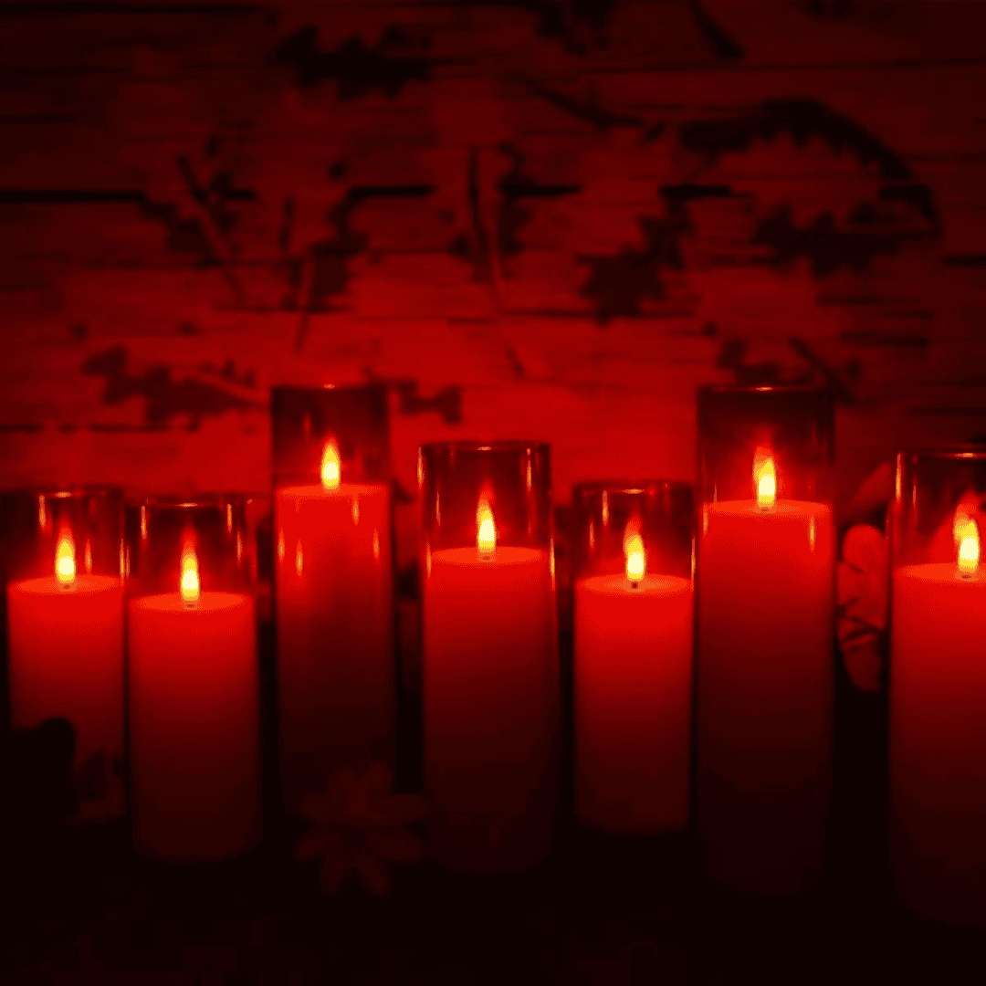 9Pcs Hot Red Acrylic Flameless LED Candle Set