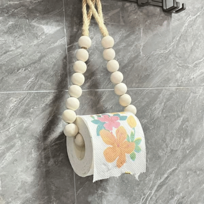 Creative Natural Wood Beaded Toilet Paper Roll Holder