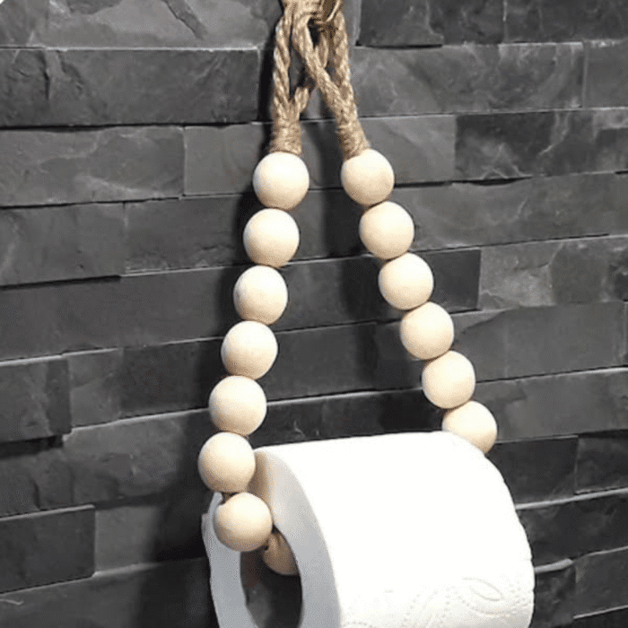 Creative Natural Wood Beaded Toilet Paper Roll Holder