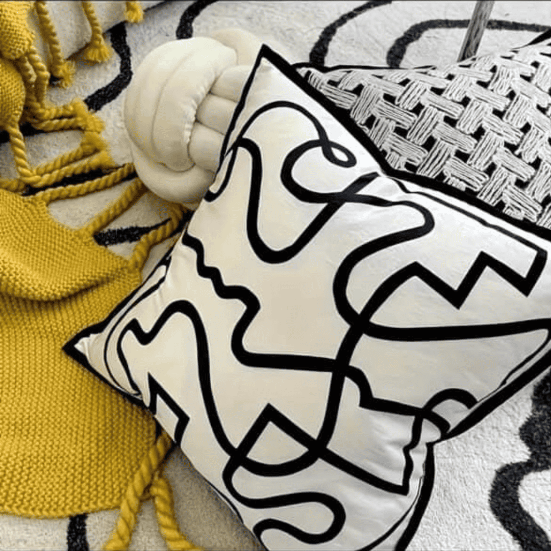 Abstract Black and White Throw Pillow Cover