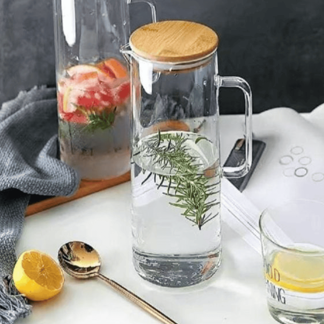 Heat Resistant Glass Jug with Airtight Bamboo Lid