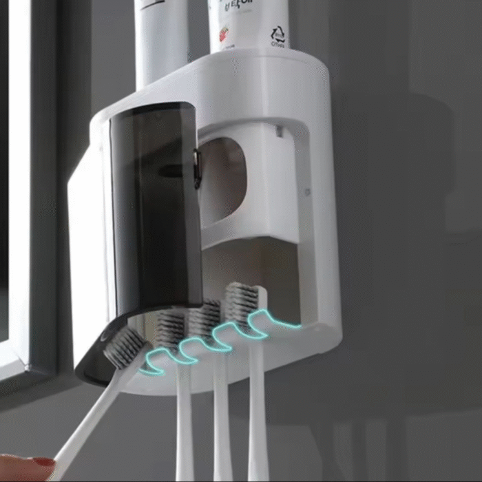 Wall-Mounted Automatic Toothpaste Dispenser with Magnetic Toothbrush Holder