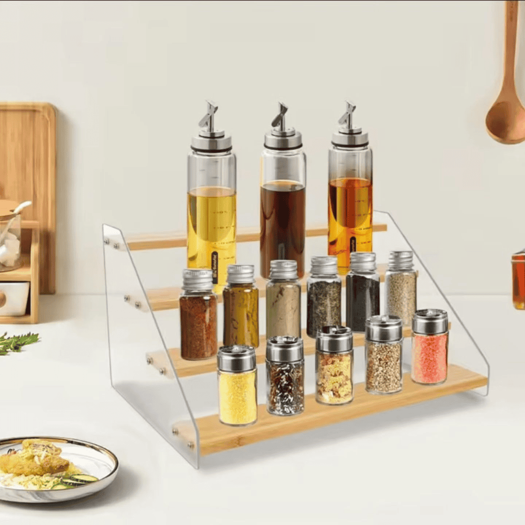 4 Tier Bamboo and Acrylic Multi-Purpose Stand