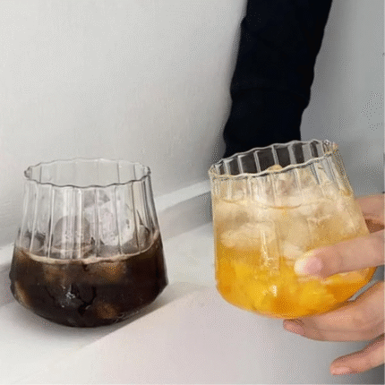 6pcs High Borosilicate Vertical Lines Latte Glasses