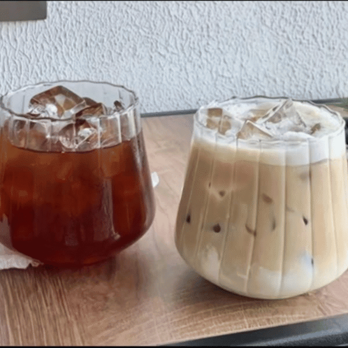 6pcs High Borosilicate Vertical Lines Latte Glasses