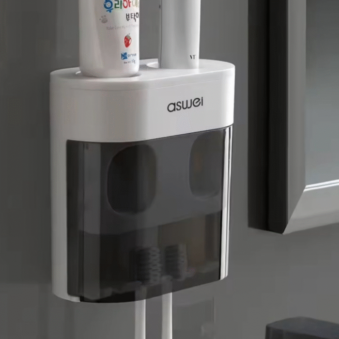 Wall-Mounted Automatic Toothpaste Dispenser with Magnetic Toothbrush Holder