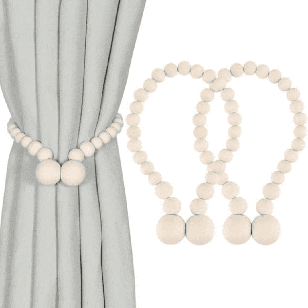 2pcs Magnetic Curtain Binding Straps with Solid Wood
