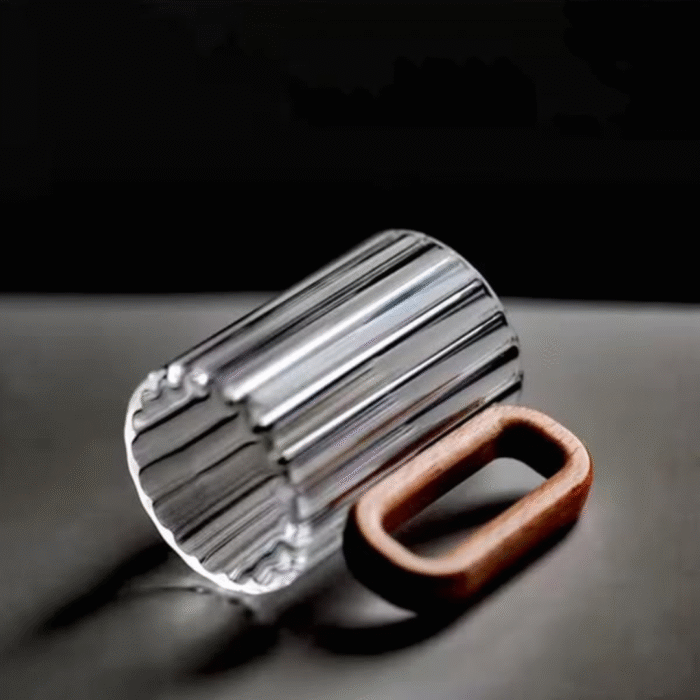 6pcs Heat Resistant Borosilicate Ribbed Glass Mugs