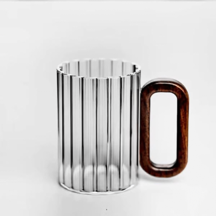 6pcs Heat Resistant Borosilicate Ribbed Glass Mugs