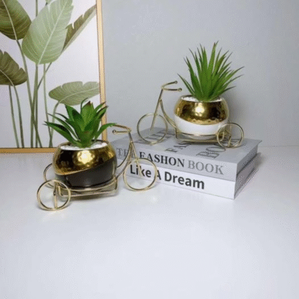 Vintage Ceramic Planter with Spring Garden Flower