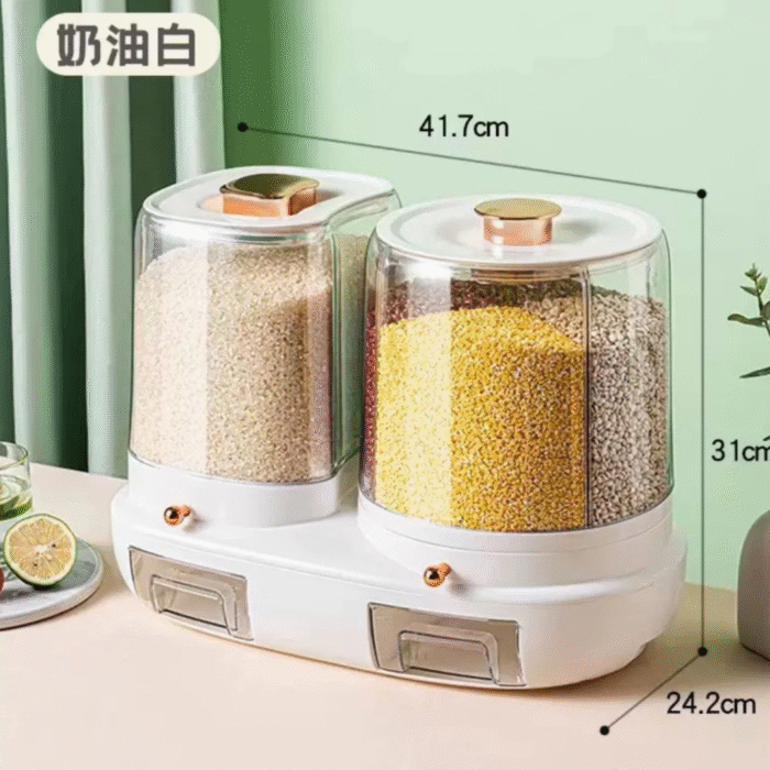 Rotatable Grain Storage Box with Compartments