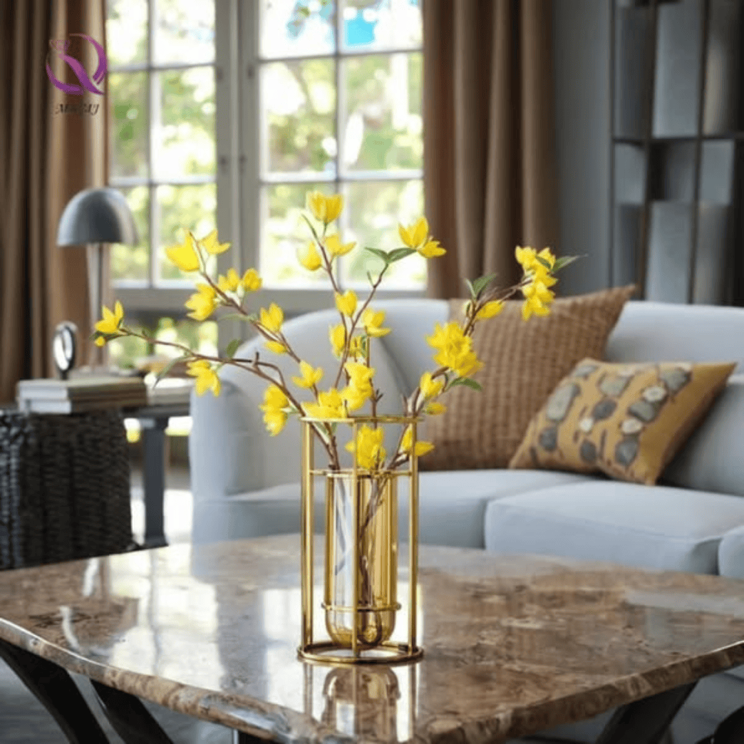 Circular Line Gold Glass Vase