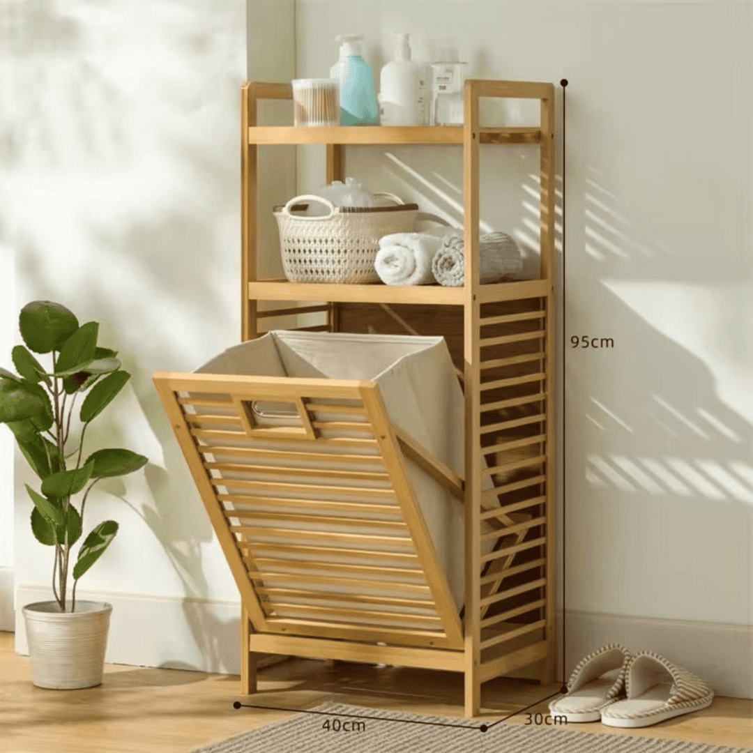 Bamboo Laundry Basket Organizer