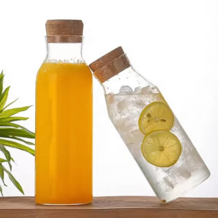 1.2L Borosilicate Glass Juice Bottle with Cork Stopper