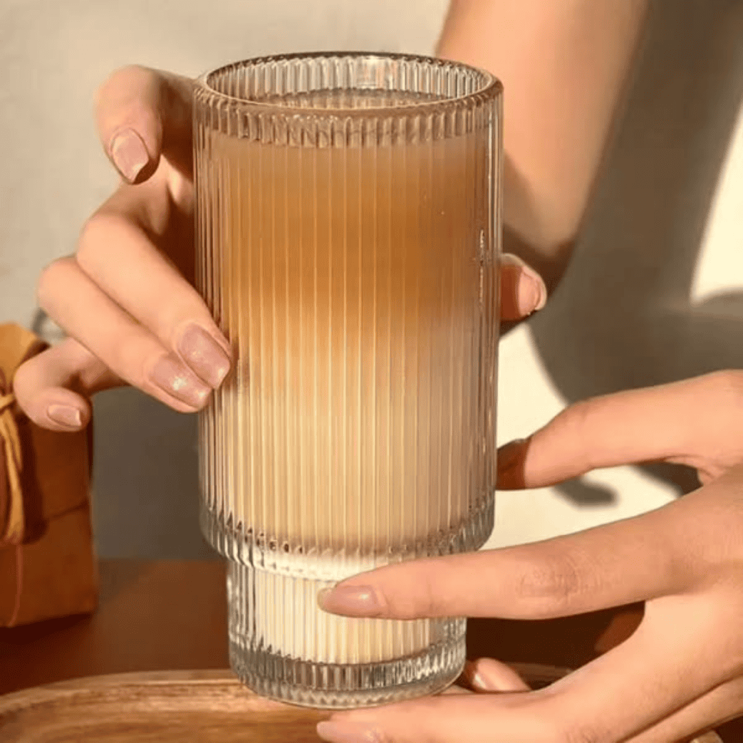 Six-Piece Creative Ribbed Crystal Glass Tumblers
