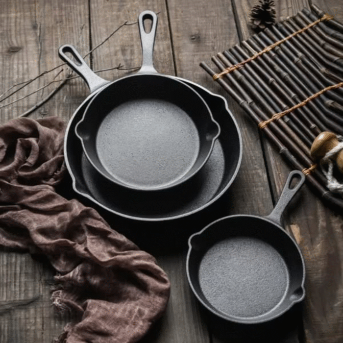 4Pcs Set Cast Iron Frying PanShop 4Pcs Set Cast Iron Frying Pan in Nairobi. Durable, non-stick, and perfect for all cookers at Luvly Household Collections.