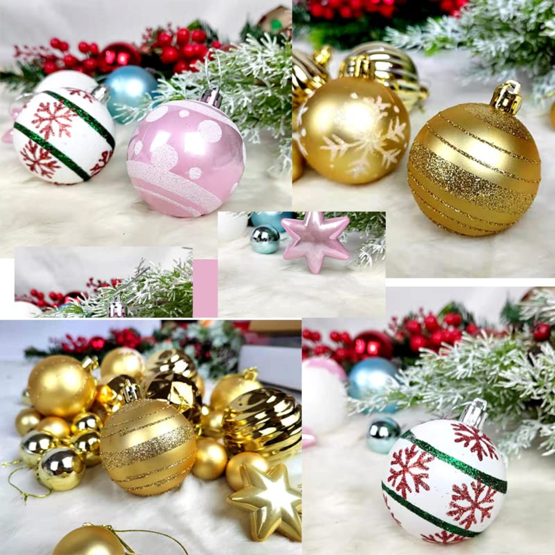 42pcs Christmas Tree Decor Balls Blue and Gold