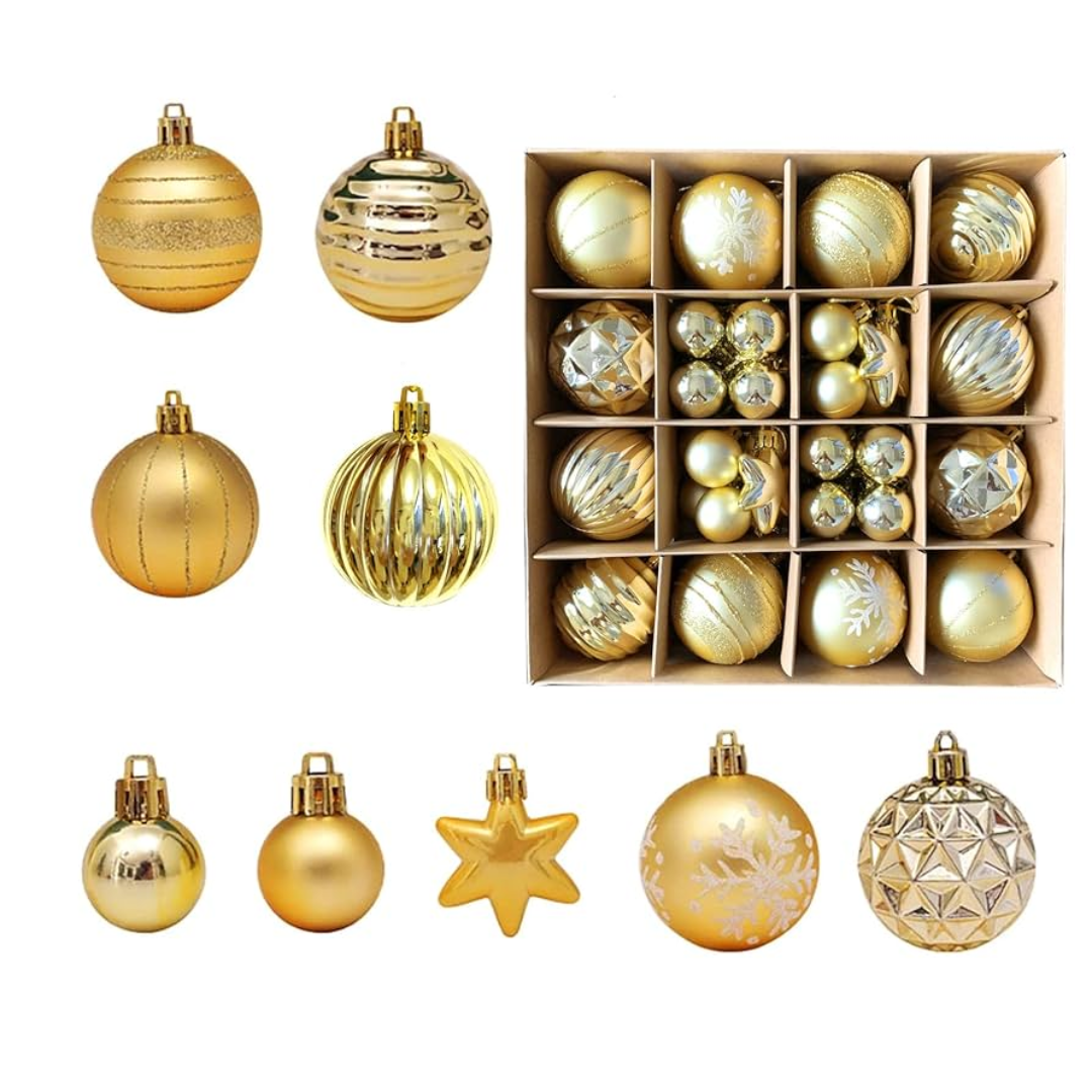 42pcs Christmas Tree Decor Balls Blue and Gold