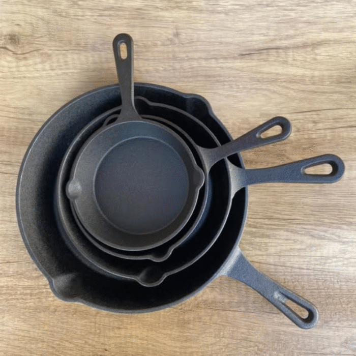 Shop 4Pcs Set Cast Iron Frying Pan in Nairobi. Durable, non-stick, and perfect for all cookers at Luvly Household Collections.