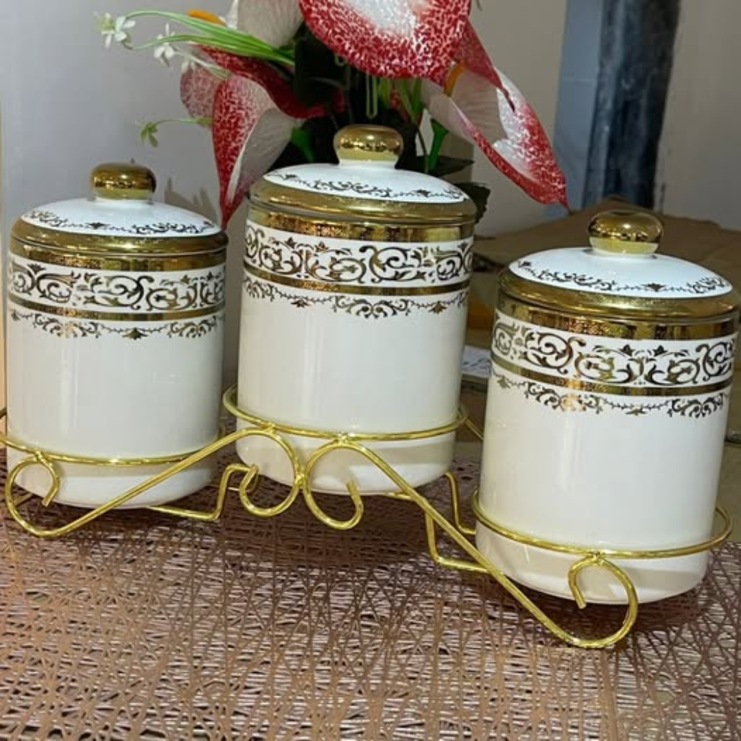 4Pcs Set White Gold Canister