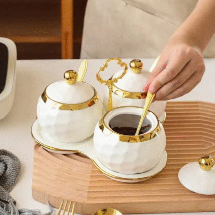 3 in 1 Sugar Cannisters with Tray Stand