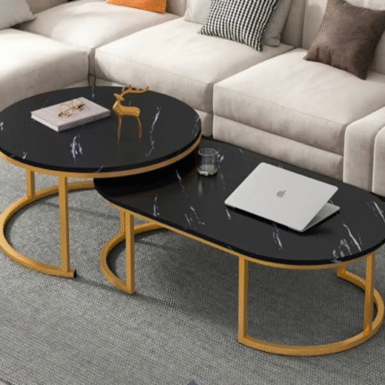 2-in-1 Round Glass Top Nesting Tables