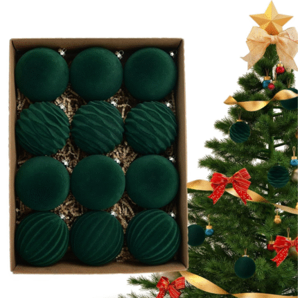 12pcs 8cm Velvet Christmas Balls