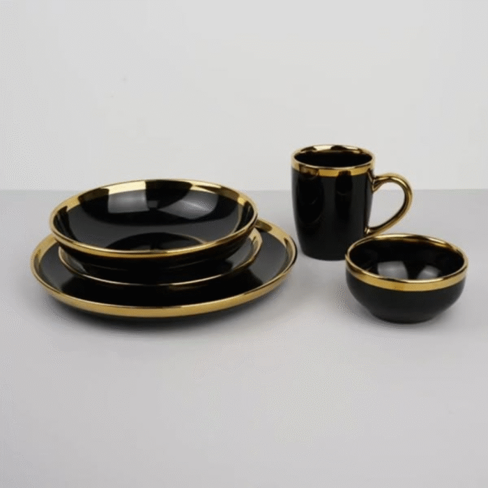 24 Pcs Black Gold Dinner Set
