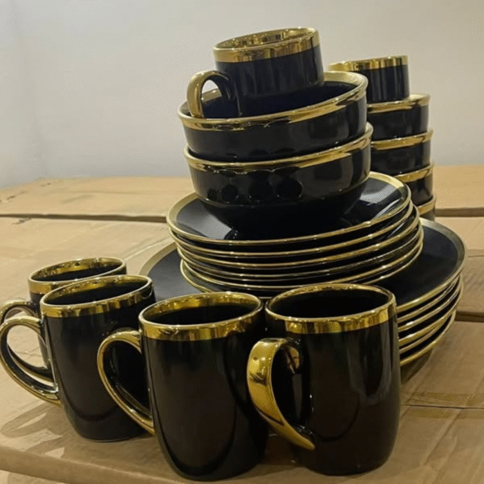 24 Pcs Black Gold Dinner Set