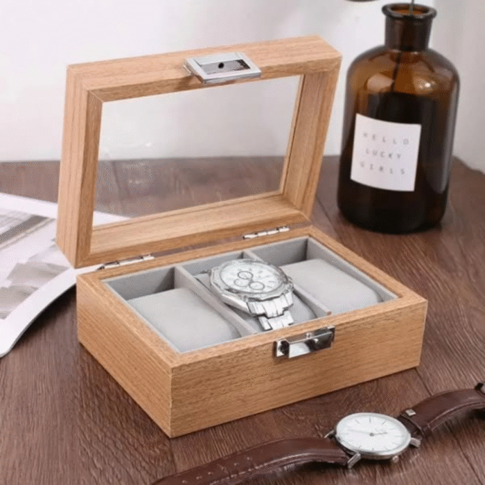 3 Slots Wooden Watch Organizer