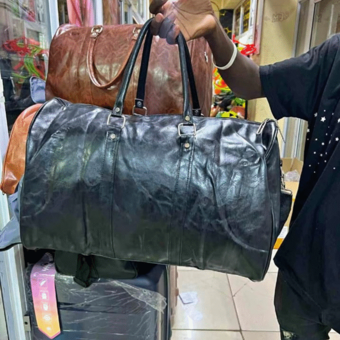 Leather Duffel Bag with Shoe Compartment