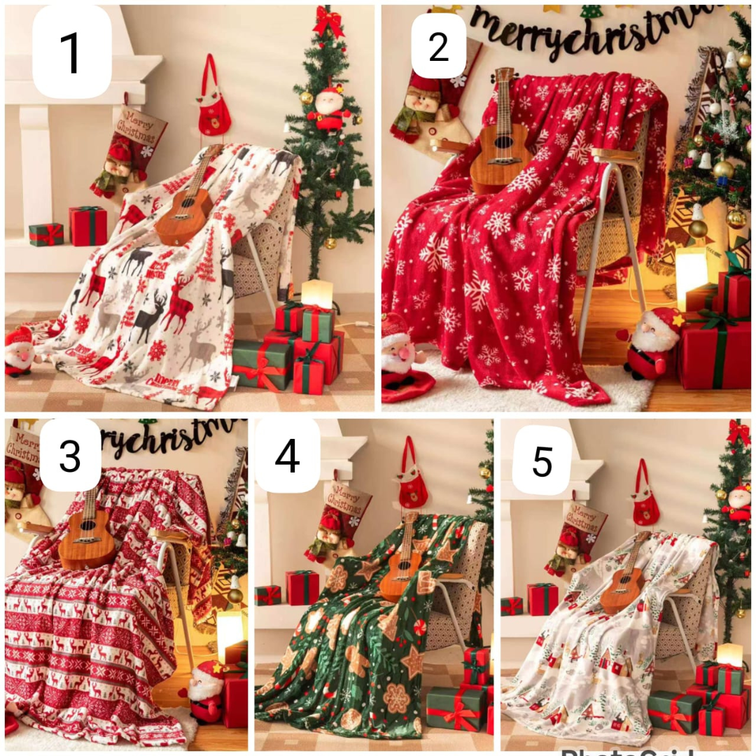 Double-Sided Christmas Sherpa Fleece Throw Blanket