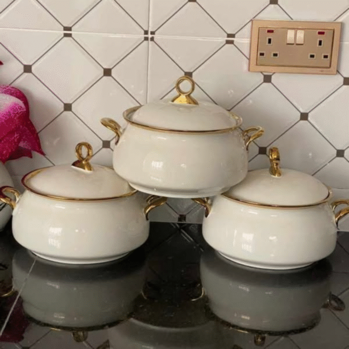 3 Pcs Gold Line Dish Set