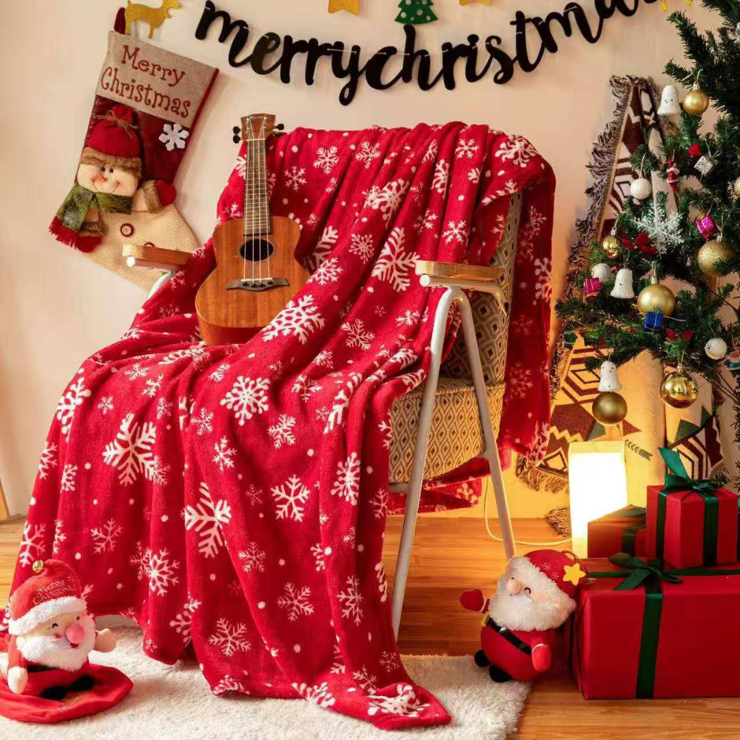 Double-Sided Christmas Sherpa Fleece Throw Blanket