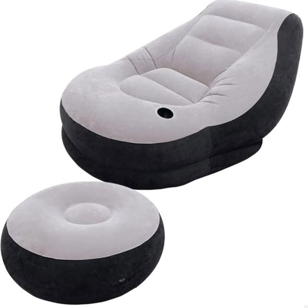 Inflatable Seat with Foot Rest and Manual Pump