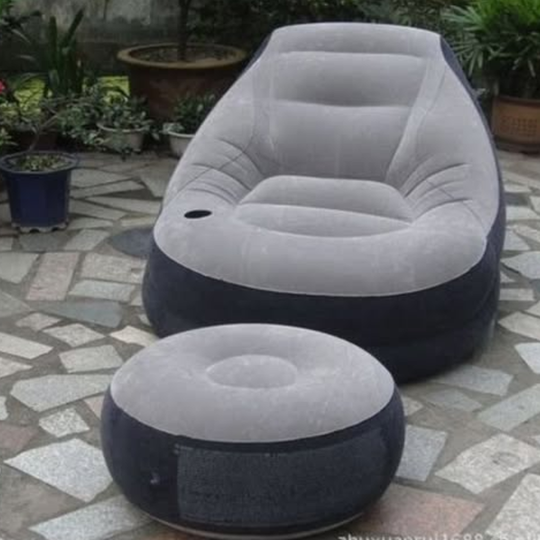 Inflatable Seat with Foot Rest and Manual Pump