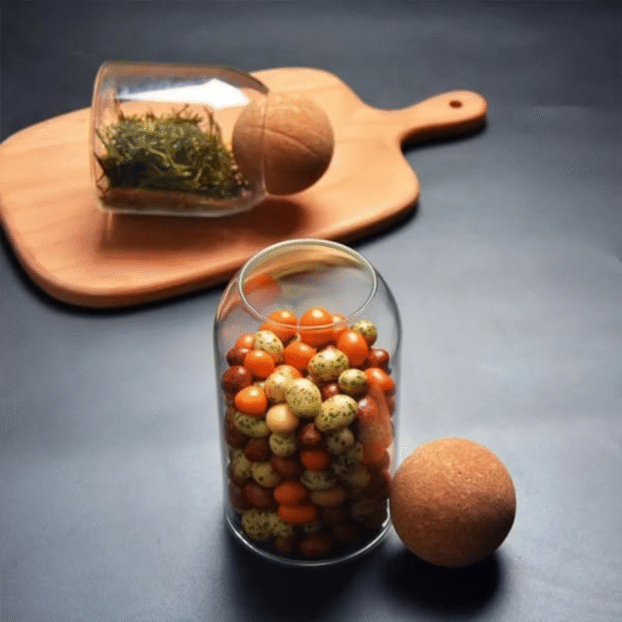 4Pcs Transparent Jars with Bamboo Lid